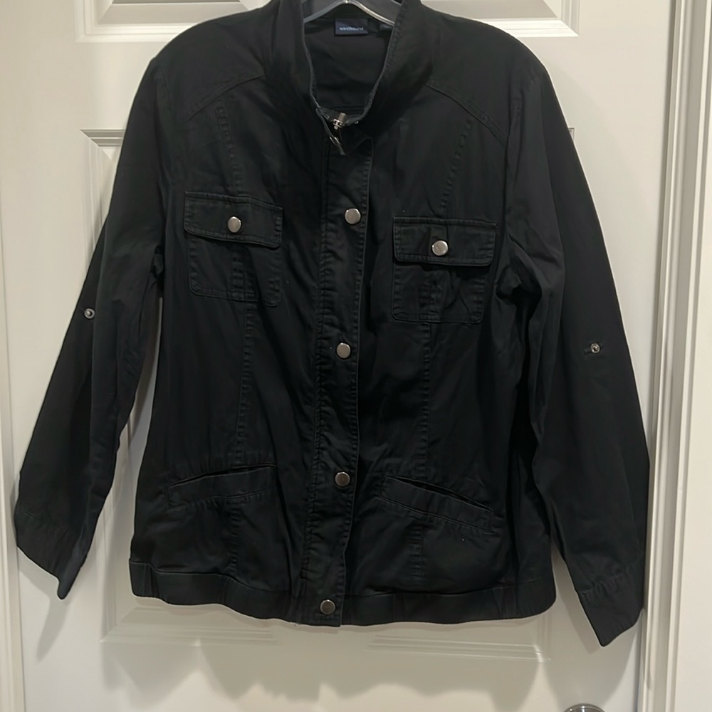 Westbound, black lightweight jacket. 100% cotton size large.